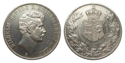 ブラウンシュヴァイク ヴィルヘルム・ヘルツォーク 1856年 ダブルターレル 銀貨 未使用-極美品