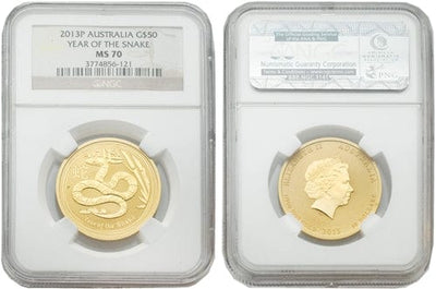 kosuke_dev NGC オーストラリア エリザベス2世 スネーク 2013年P 50ドル 金貨 MS70
