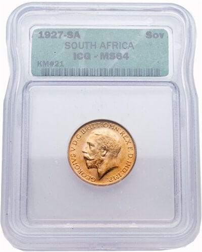 ICG 南アフリカ キング ジョージ5世 1927年 ソブリン 金貨 MS64