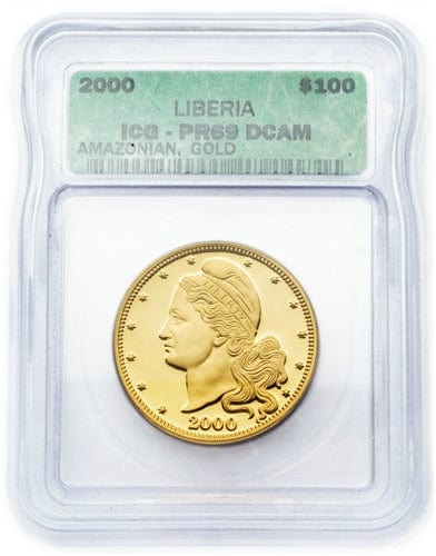 ICG リベリア リバティ 2000年 100ドル 金貨 デザインコイン PR69