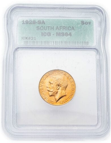 ICG 南アフリカ ジョージ5世 1928年 ソブリン 金貨 MS64