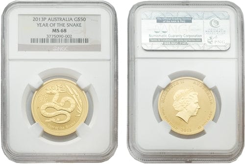 kosuke_dev NGC オーストラリア ヘビ エリザベス2世 2013年P 50ドル 金貨 MS68