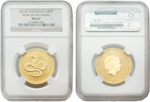 kosuke_dev NGC オーストラリア ヘビ エリザベス2世 2013年P 50ドル 金貨 MS67