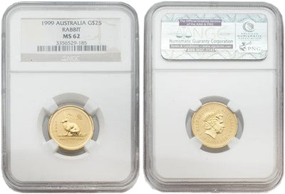 kosuke_dev NGC オーストラリア ウサギ エリザベス2世 1999年 25ドル 金貨 MS62