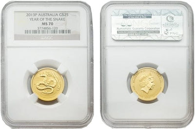 kosuke_dev NGC オーストラリア ヘビ エリザベス2世 2013年P 25ドル 金貨 MS70