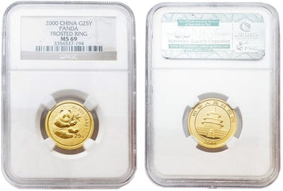 NGC 中国 パンダ 2000年 25元 金貨 MS69