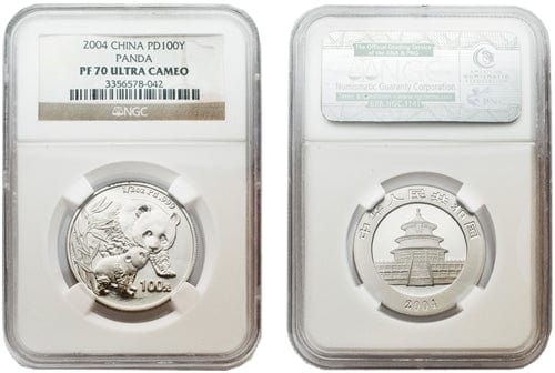 NGC 中国 パンダ 2004年 100元 パラジウムコイン ウルトラカメオ PF70