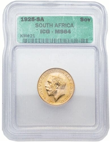 ICG 南アフリカ ジョージ5世 1925年 ソブリン 金貨 MS64