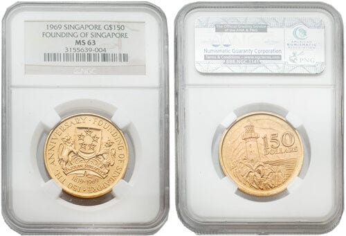 kosuke_dev 【NGC MS63】シンガポール 建国150周年記念 150ドル金貨 1969年