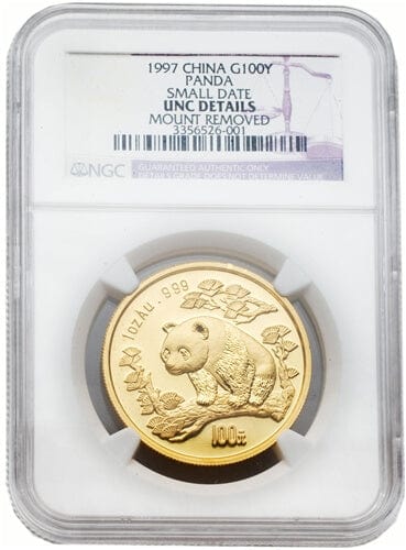 【NGC UNC DETAILS】中国 パンダ金貨 1oz 100元 1997年