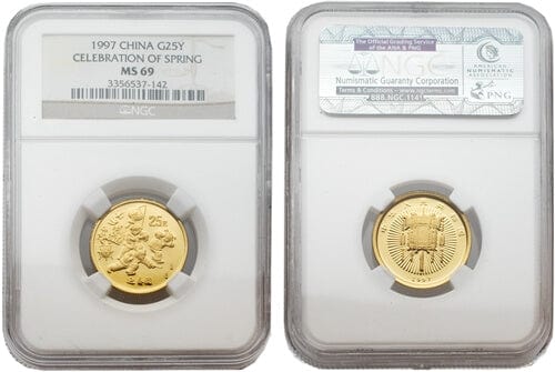 kosuke_dev 【NGC MS69】中国 春節記念コイン金貨 1/4oz 25元 1997年