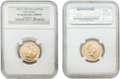 kosuke_dev 【NGC PF68 ULTRA CAMEO】イギリス ブリタニア金貨 1/4oz 25ポンド金貨 プルーフ 1987年