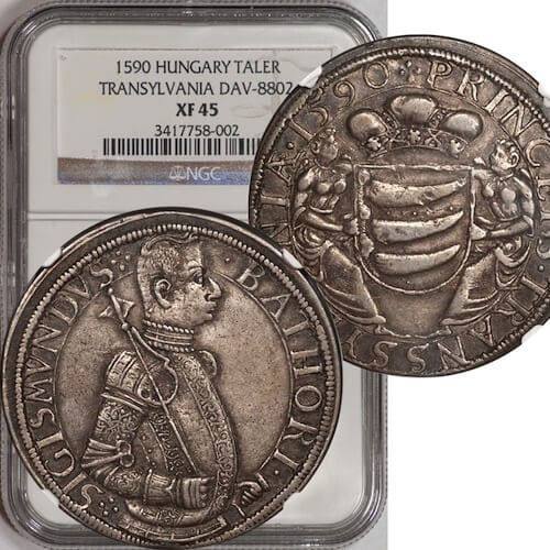 kosuke_dev NGC ハンガリー トランシルバニア ジギスムント 1590年 ターレル 銀貨 XF45