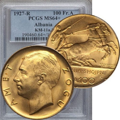 kosuke_dev PCGS アルバニア ゾグー1世 1927年R 100フランガ 金貨 ノースターズ MS64