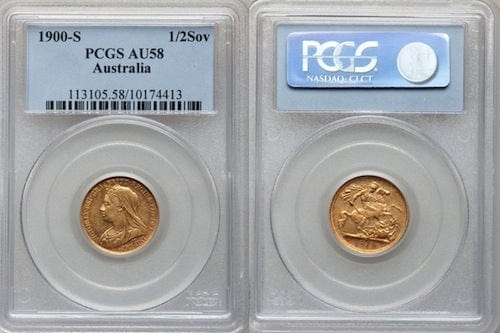 kosuke_dev PCGS オーストラリア ビクトリア女王 1900年S ハーフソブリン 金貨 AU58