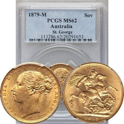 kosuke_dev PCGS オーストラリア ビクトリア女王 1879年M ソブリン 金貨 MS62