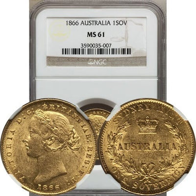 kosuke_dev NGC オーストラリア ビクトリア女王 1866年 ソブリン 金貨 MS61