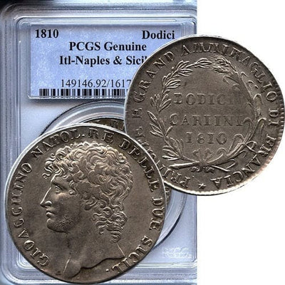 kosuke_dev PCGS ナポリ&シチリア ナポレオン 1810年 ドディチ 銀貨 Genuine