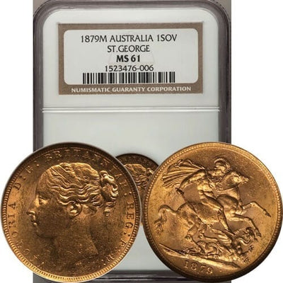 kosuke_dev NGC オーストラリア ビクトリア女王 1879年M ソブリン 金貨 MS61