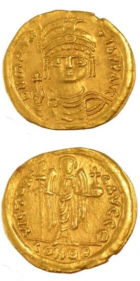 kosuke_dev ビザンツ帝国 モーリス1世 582-602年 ソリダス 金貨 美品+