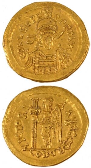 kosuke_dev ビザンツ帝国 レオ1世トラキア 457-474年 ソリダス 金貨 準未使用