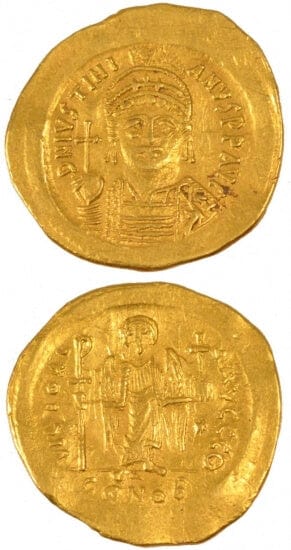 kosuke_dev ビザンツ帝国 ユスティニアヌス1世 527-565年 ソリダス 金貨 準未使用