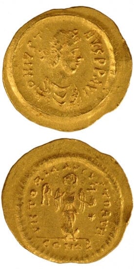 kosuke_dev ビザンツ帝国 ユスティヌス2世 565-578年 トレミシス 金貨 準未使用