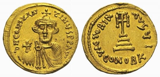 ビザンツ帝国 コンスタンス2世 641-668年 ソリダス 金貨 未使用