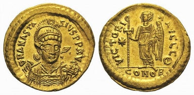 kosuke_dev ビザンツ帝国 アナスタシオス1世 491-518年 ソリダス 金貨 未使用
