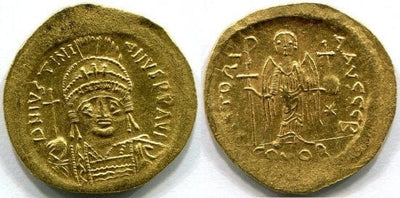kosuke_dev ビザンツ帝国 ユスティニアヌス1世 527-565年 ソリダス 金貨 極美品-美品