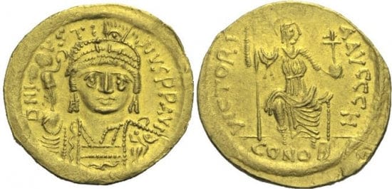 ビザンツ帝国 ユスティヌス2世 ソリダス金貨 565-579 極美品
