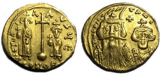 ビザンツ帝国 コンスタンス2世 ソリダス金貨 641-668年 極美品