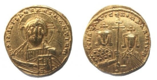 ビザンツ帝国 コンスタンティノス7世・ロマノス2世 ソリダス金貨 945-959年 極美品