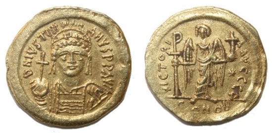 kosuke_dev ビザンツ帝国 ユスティニアヌス１世 ソリダス金貨 527-565年 美品