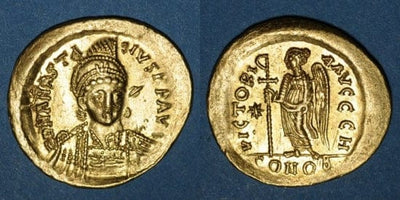 ビザンツ帝国 アナスタシウス帝 ソリダス金貨 498-518年 極美品