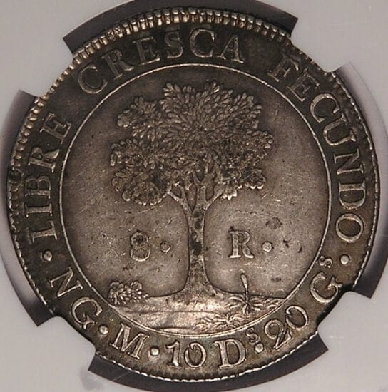 NGC 中央アメリカ共和国 1824年 8レアル 銀貨 AU55 | アンティーク 