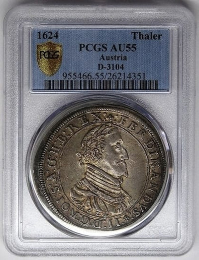 kosuke_dev PCGS オーストリア フェルディナンド2世 1624年 ターレル 銀貨 AU55