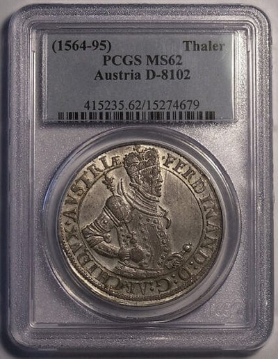 PCGS オーストリア フェルディナント1世 1564-1595年 ターレル 銀貨 MS62