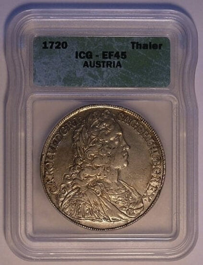 【ICG EF45】オーストリア ウィーン カール6世 ターレル銀貨 1720年 極美品