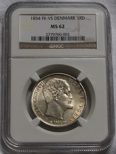 kosuke_dev 【NGC MS62】デンマーク フレデリク7世 Rigsdaler銀貨 1854年