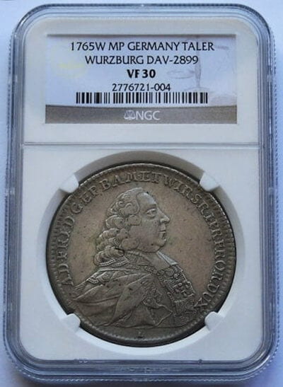 kosuke_dev 【NGC VF30】ヴュルツブルク アダム・フリードリヒ ターレル銀貨 1765年 美品