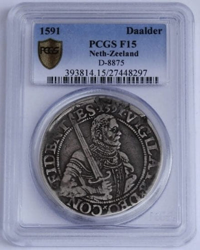 【PCGS F15】オランダ ゼーラント州 Daalder銀貨 1591年