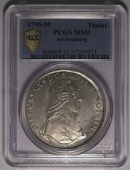 PCGS MS61】ザルツブルグ ヒエロニムス・フォン・コロレド ターレル