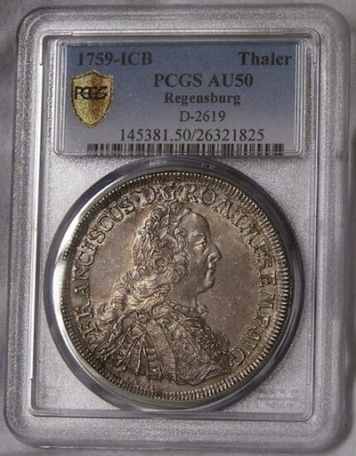 PCGS レーゲンスブルク フランシスカス 1759年 ターレル 銀貨 AU50