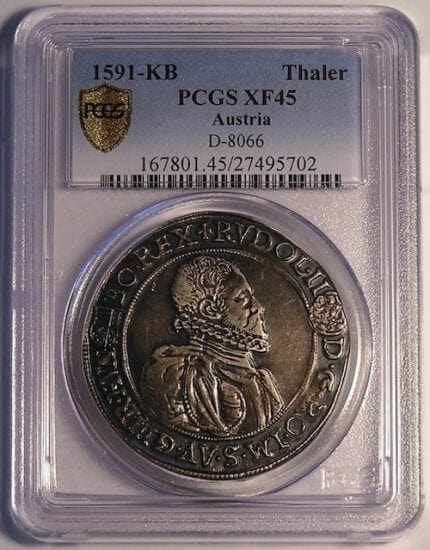 kosuke_dev PCGS オーストリア ルドルフ2世 1591年 ターレル 銀貨 XF45
