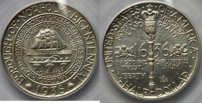 kosuke_dev 【PCGS MS64】アメリカ バージニア州 ノーフォーク 50セント硬貨 1936年
