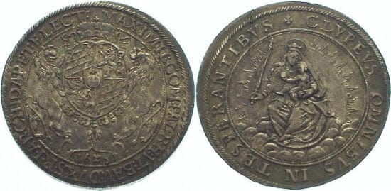 【PCGS AU50】神聖ローマ帝国 バイエルン マクシミリアン１世 ターレル 1625年 極美品