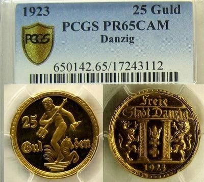 kosuke_dev 【PCGS PR65CAM】自由都市ダンツィヒ 25グルデン金貨 1923年 プルーフ
