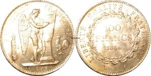 kosuke_dev 【PCGS UNC Details】100フラン硬貨 1886年 未使用