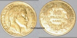 PCGS MS64】フランス ナポレオン3世 10フラン硬貨 1866年
